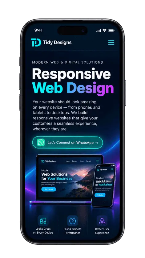 Tidy Designs Mobile Website Showcase Preview